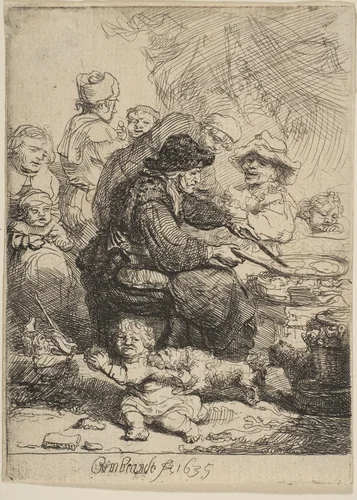 The Pancake Woman by Rembrandt van Rijn, print, 1635
