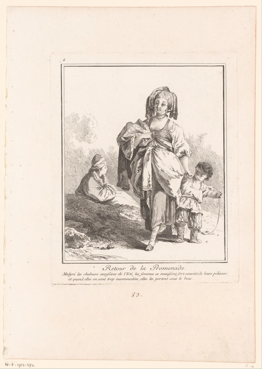 Moeder met kind by Jean Baptist Leprince, print, 1744-1781