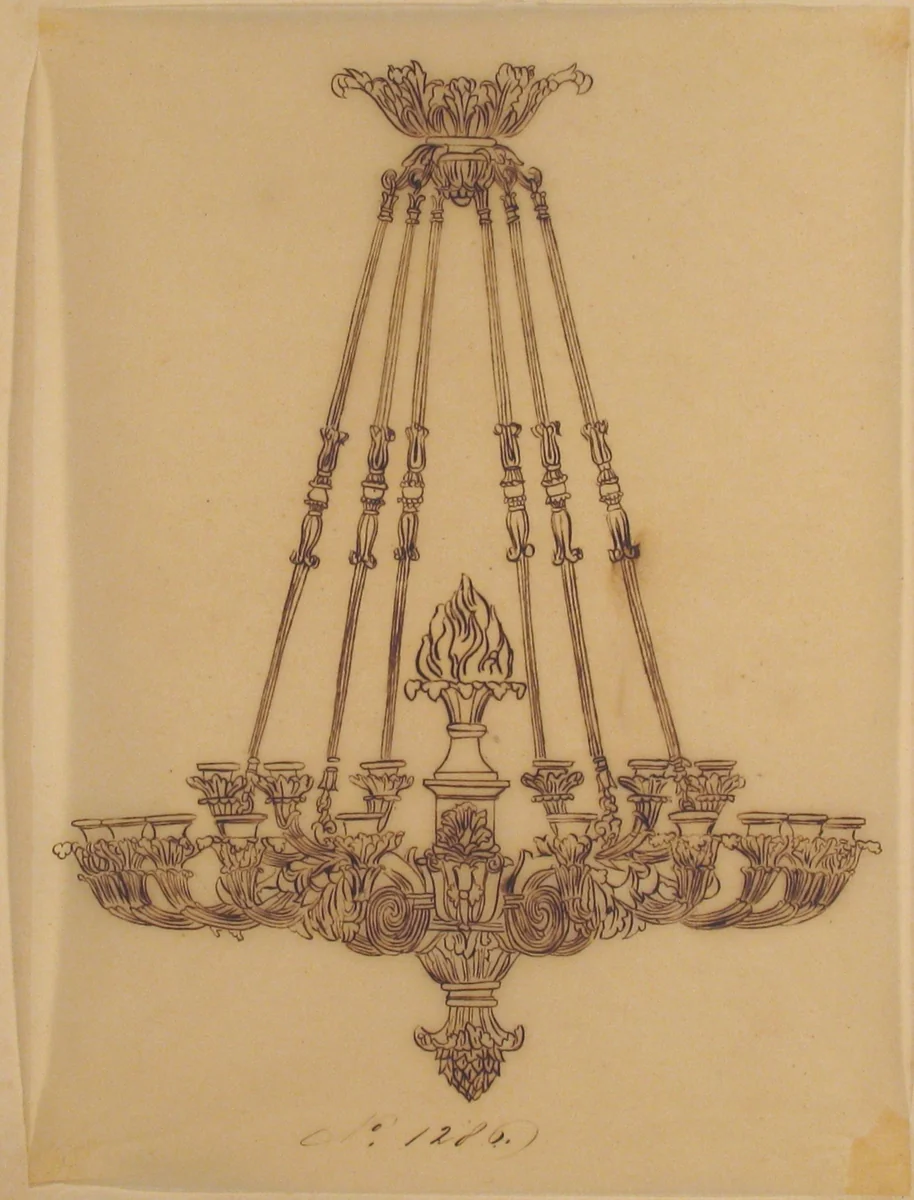 Design for a Chandelier by anonymous, drawing, 1800-1899