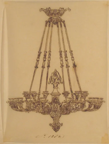 Design for a Chandelier by anonymous, drawing, 1800-1899