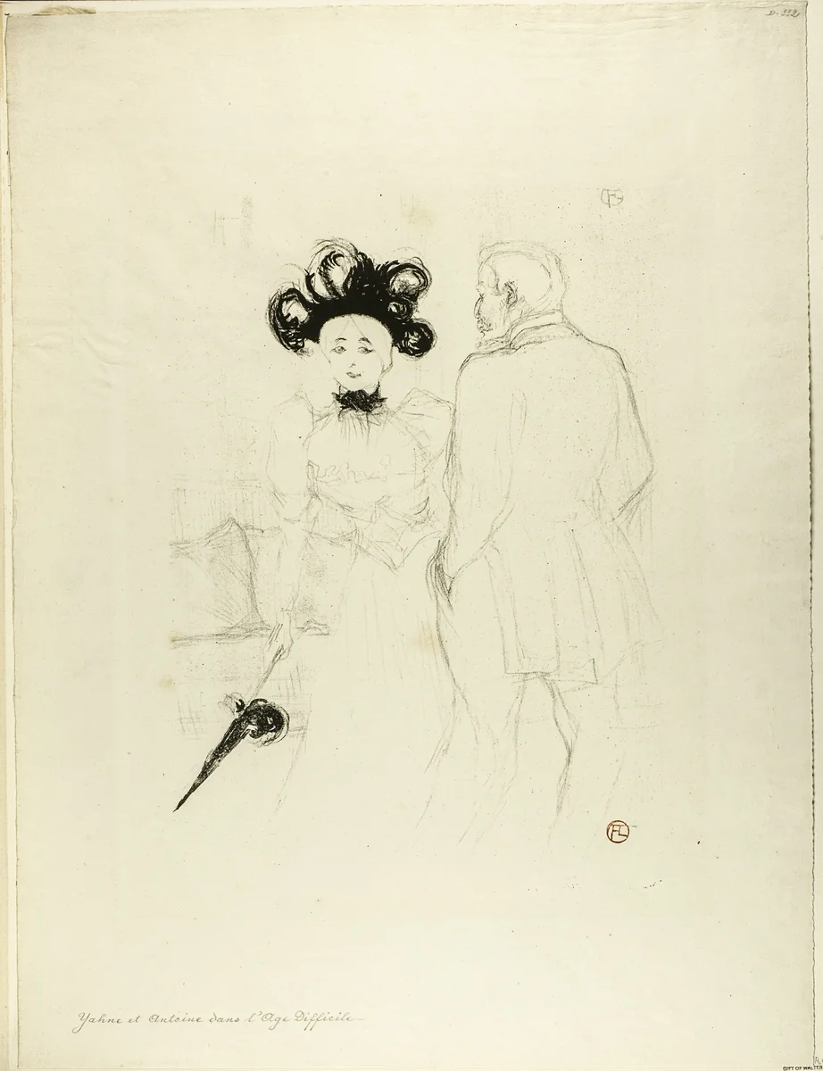 Yahne and Antoine, in L'Age Difficile by Henri de Toulouse-Lautrec, print, 1895