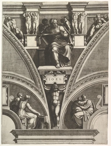 The Prophet Joel; from the series of Prophets and Sibyls in the Sistine Chapel by Giorgio Ghisi, print, 1570-1575