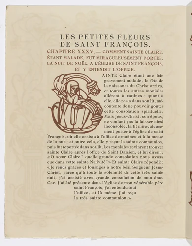Pictorial initial (page 204) from Les Petites Fleurs de St. François (The Little Flowers of St. Francis) by Émile Bernard, illustrated book, 1928