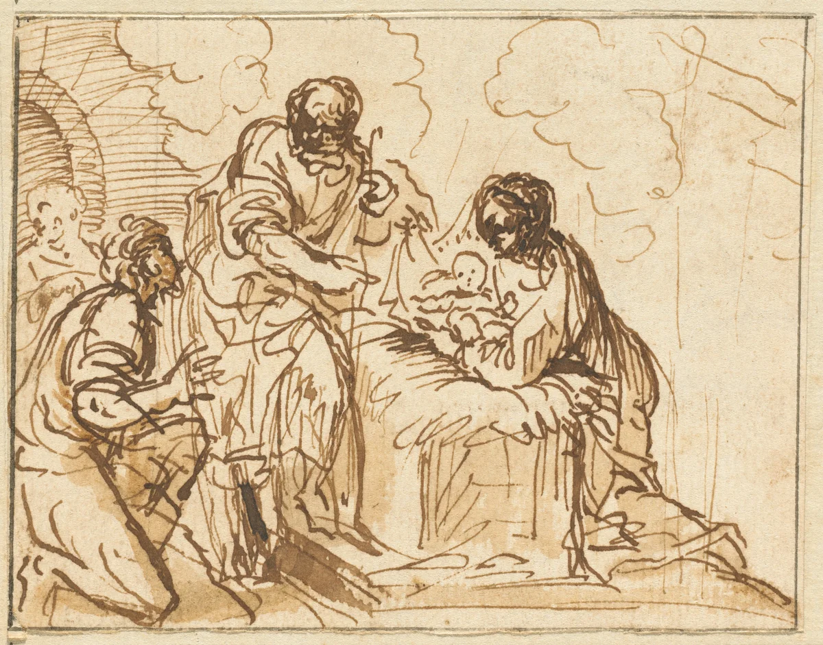The Adoration of the Shepherds by Agostino Masucci, drawing, 1691-1758