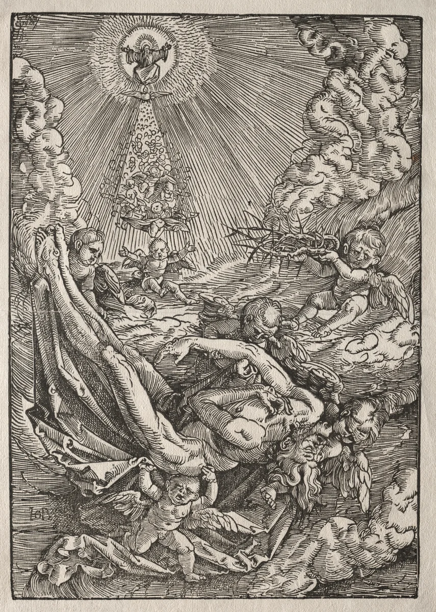 Christ Carried to Heaven by Angels by Hans Baldung, print, 1515-1517