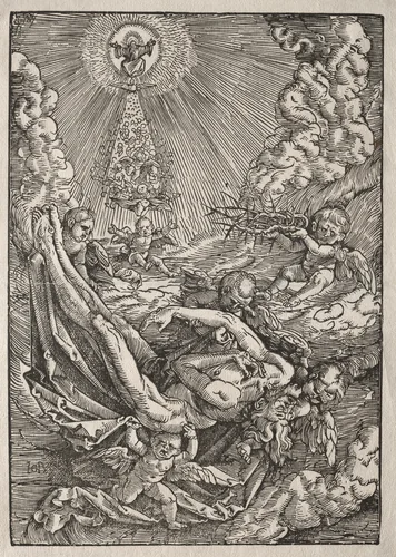 Christ Carried to Heaven by Angels by Hans Baldung, print, 1515-1517