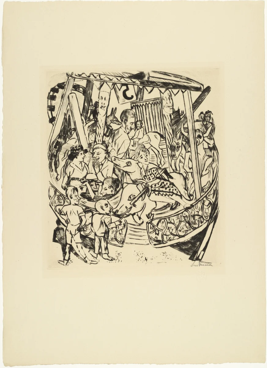 Merry-Go-Round (Das Karussell) from Annual Fair (Jahrmarkt) by Max Beckmann, print, 1921