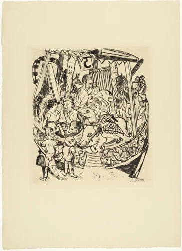 Merry-Go-Round (Das Karussell) from Annual Fair (Jahrmarkt) by Max Beckmann, print, 1921