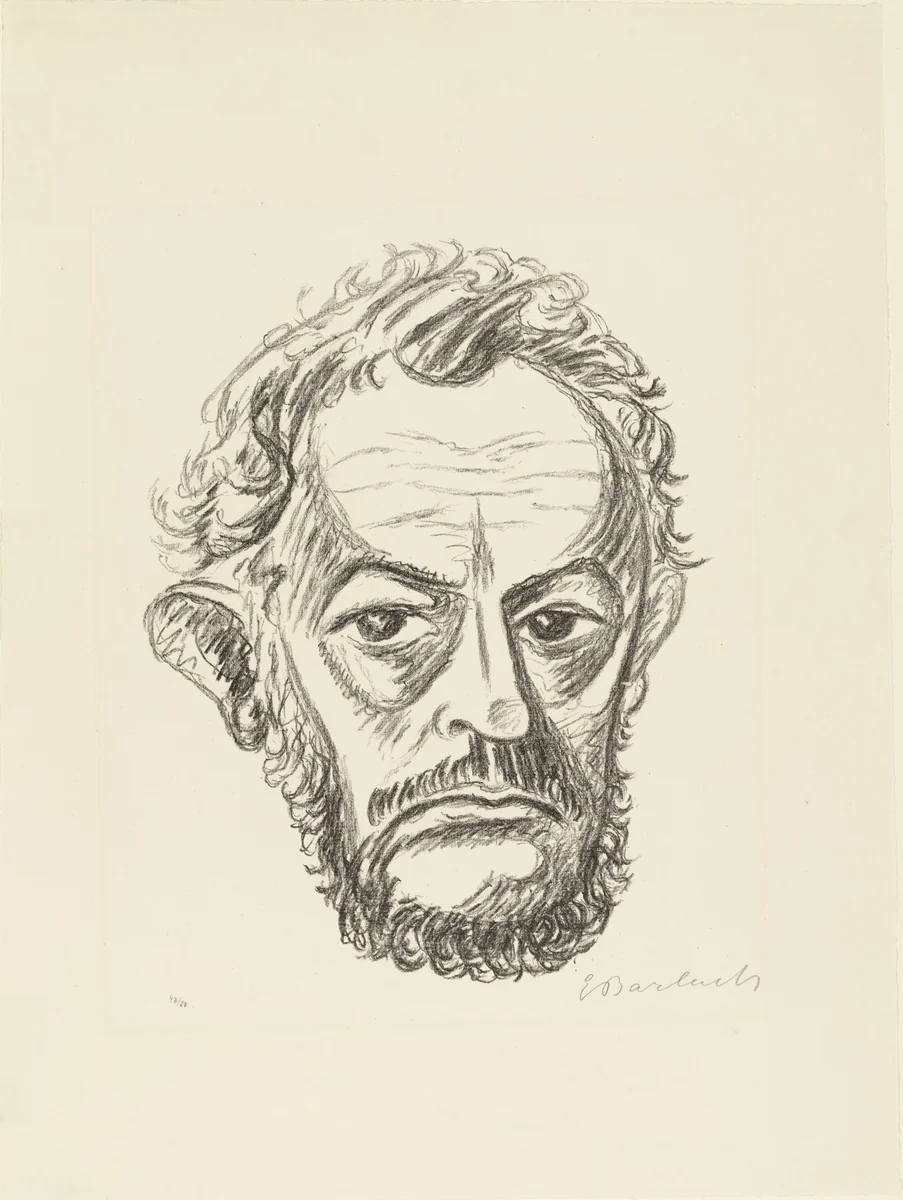 Self-Portrait II (Selbstbildnis II) by Ernst Barlach, print, 1928