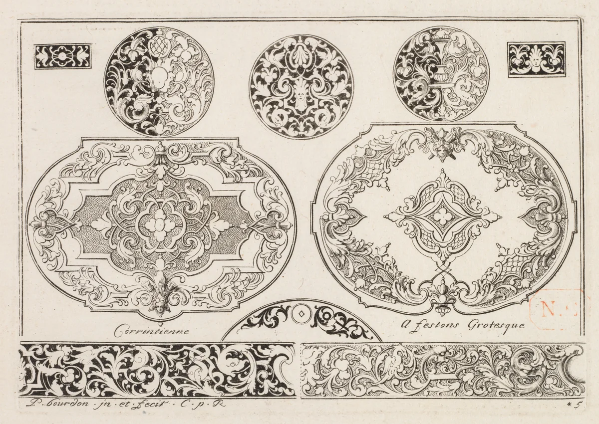 # 4 From " Livre sencond essais de gravjre " second book of Engraved designs by Pierre Bourdon, print, 1703-1713
