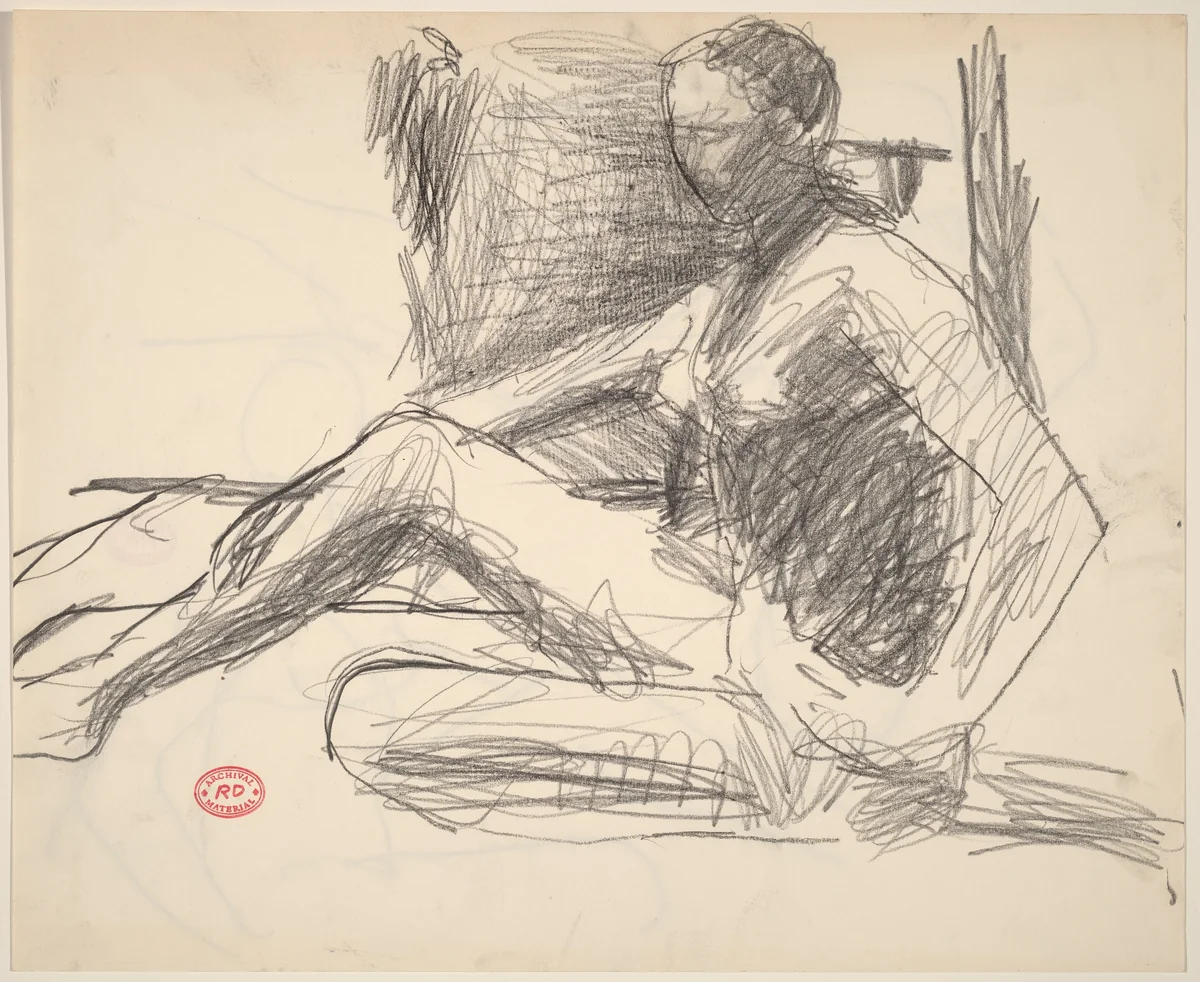 Untitled [study of seated female nude] by Richard Diebenkorn, drawing, 1955-1967