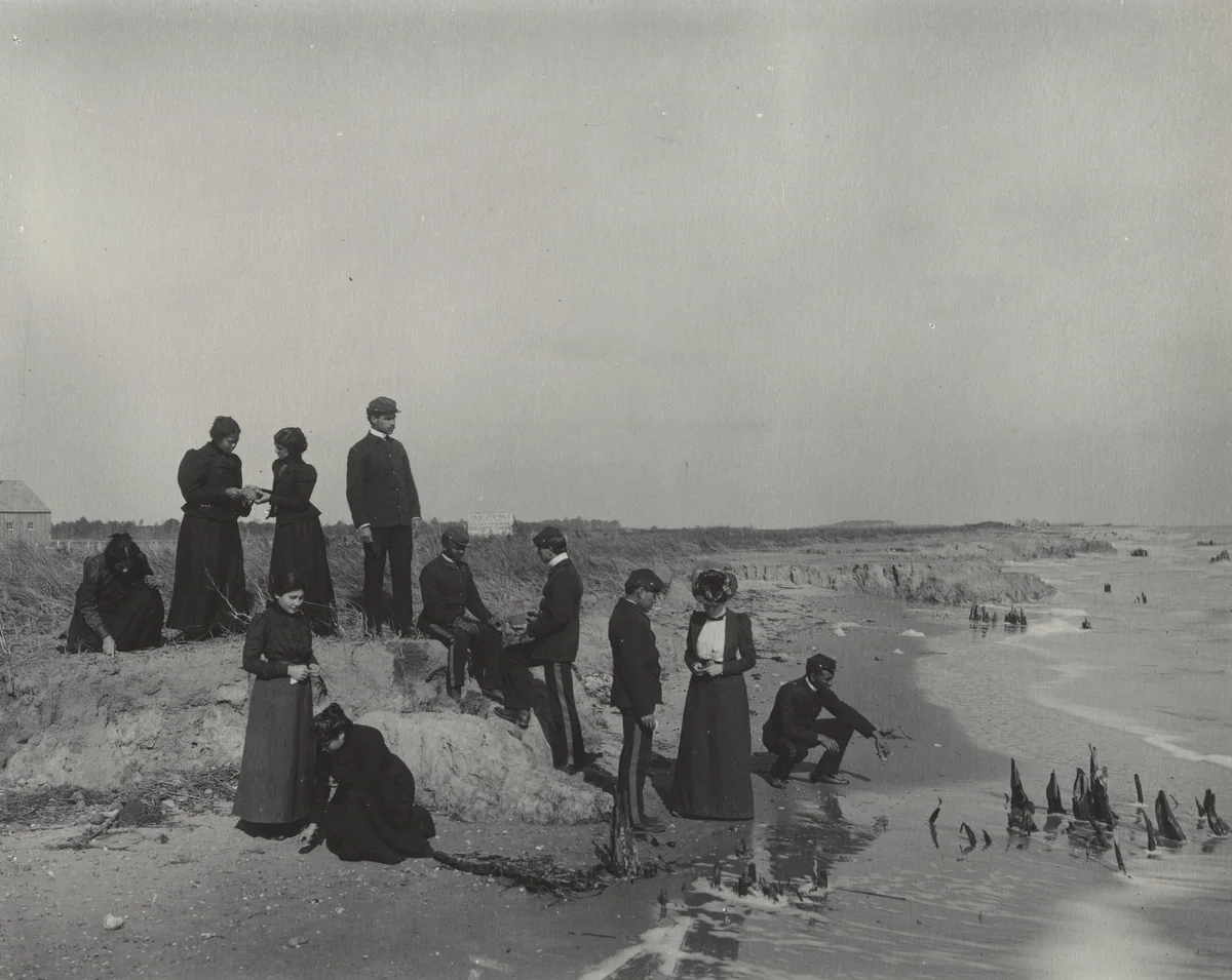Geography. Lesson on land formation on the beach at Old Point by Frances Benjamin Johnston, photograph, 1899