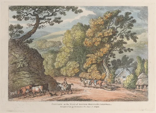 Cottage at the Foot of Router Mountain Cornwall by Thomas Rowlandson, print, 1812