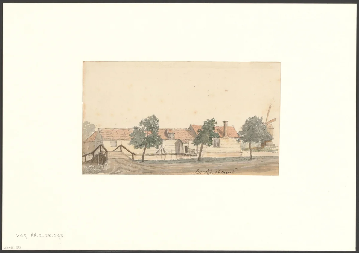 Gezicht op het Molenpad by anonymous, drawing, 1650-1750