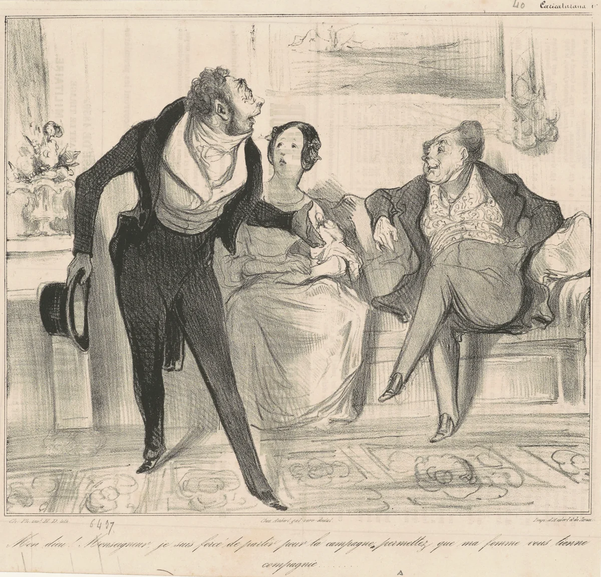 Mon Dieu! Monseigneur, je suis... by Honoré Daumier, print, 1837
