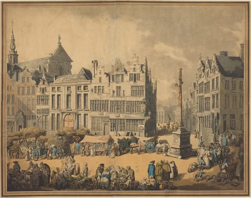 Place de Meir at Antwerp by Thomas Rowlandson, print, 1797