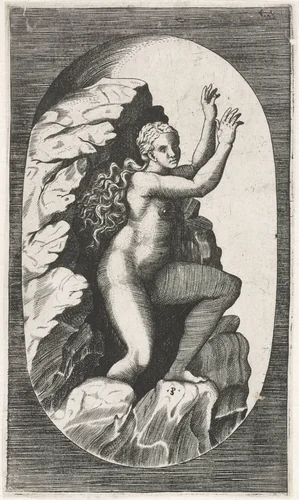 Eurydice komt de onderwereld uit by Monogrammist PS, print, 1530-1580
