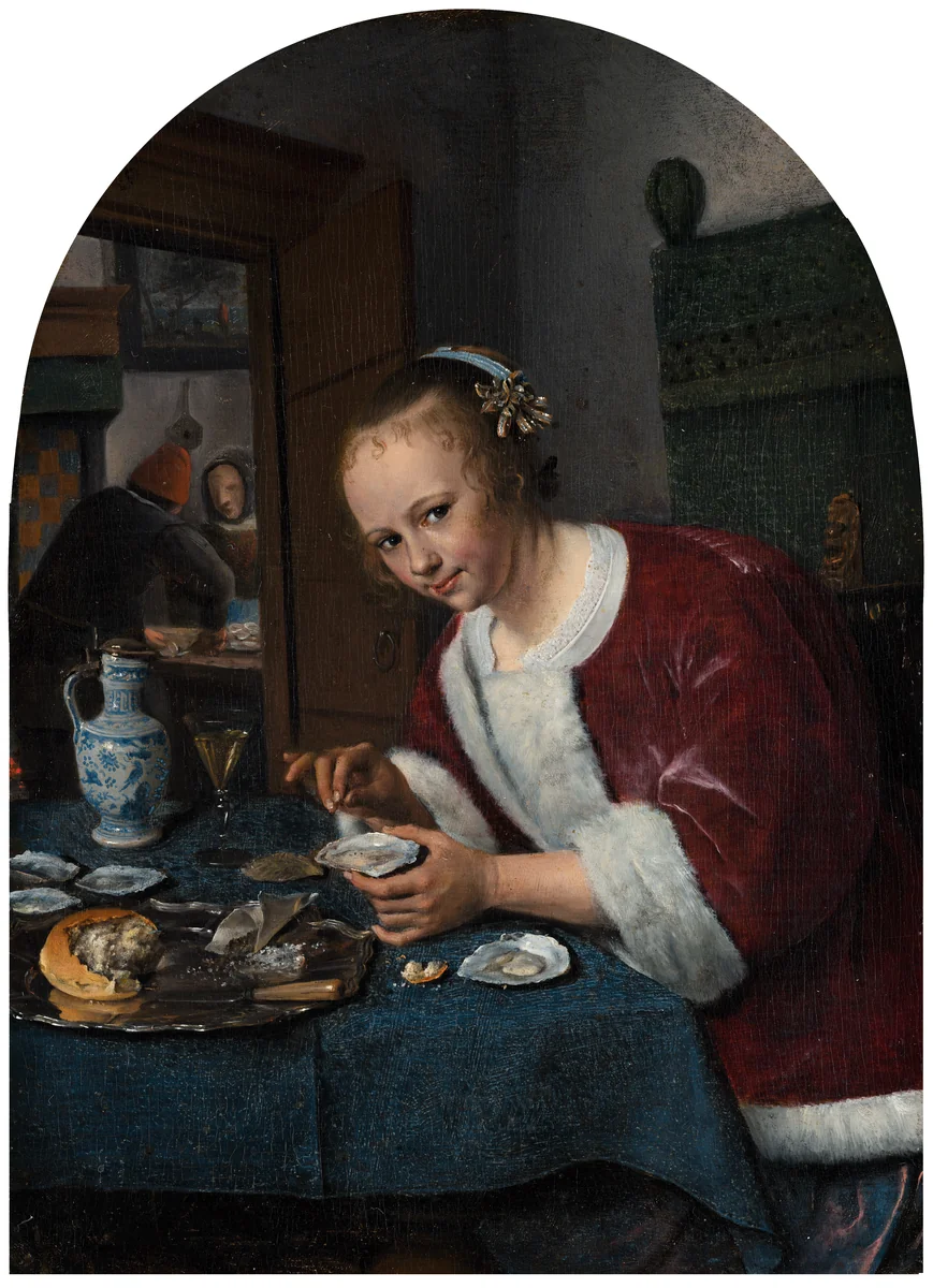 Girl Eating Oysters by Jan Steen, painting, 1658