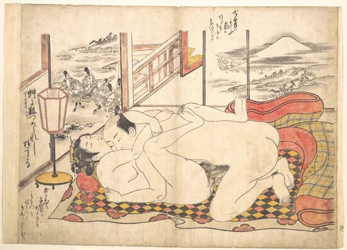 Bedroom Scene by Okumura Masanobu (奥村政信), print, 1729-1749