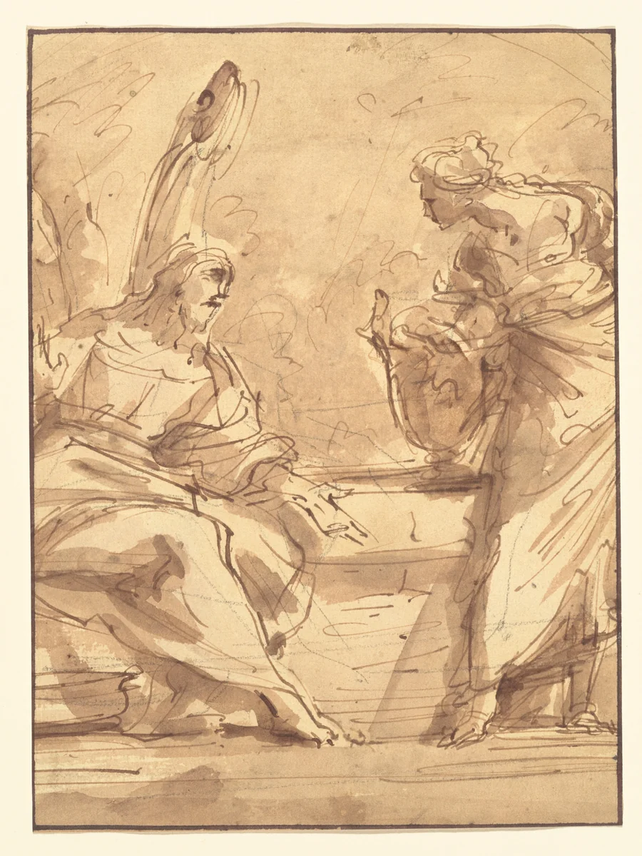 Christ and the Samaritan Woman by Sebastiano Ricci, drawing, 1718