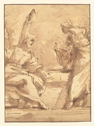 Christ and the Samaritan Woman by Sebastiano Ricci, drawing, 1718