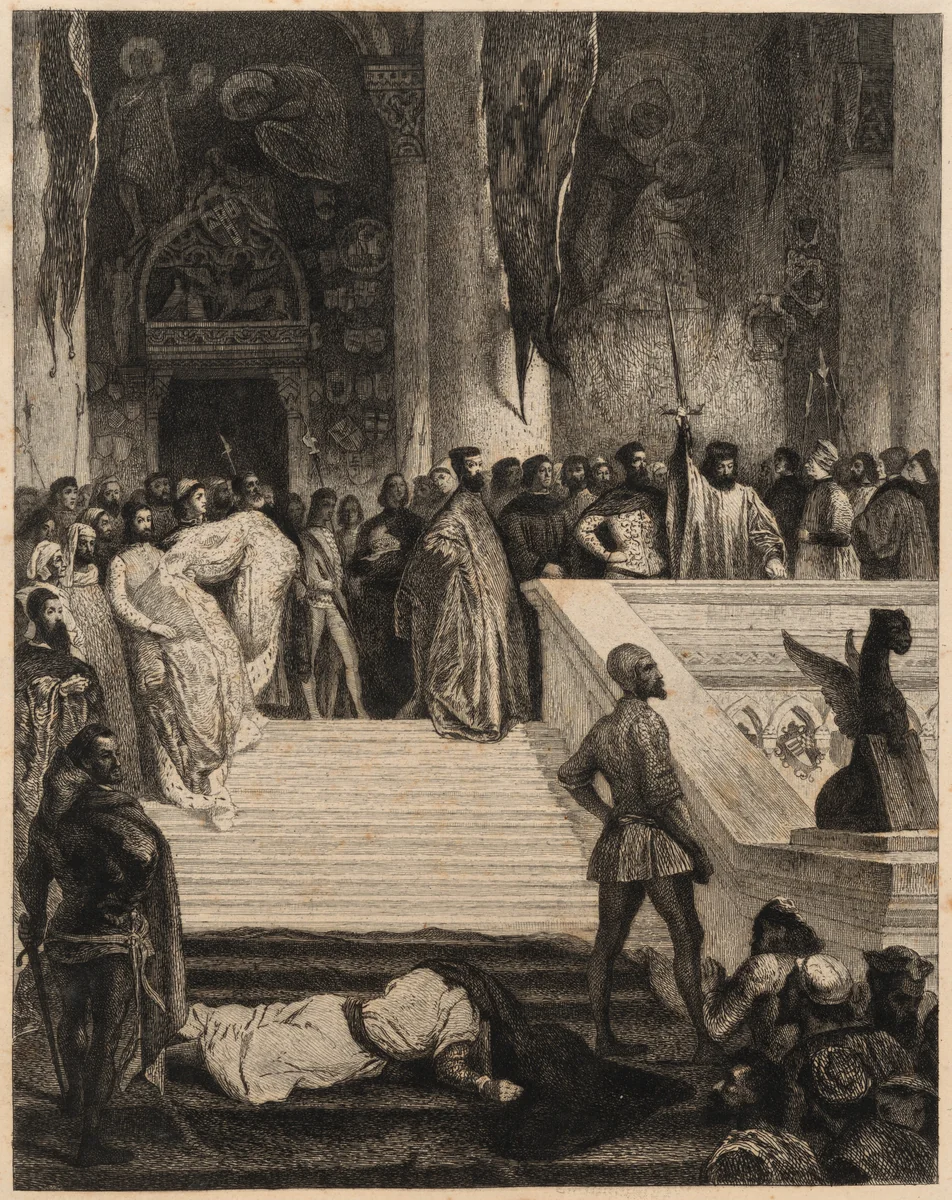 The Death of Doge Marino Faliero by Eugène Delacroix, print, 1864