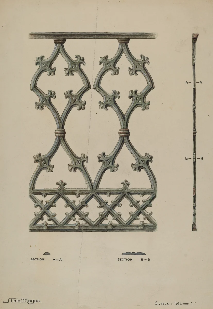 Cast Iron Balcony by Stanley Mazur, index of american design, 1936