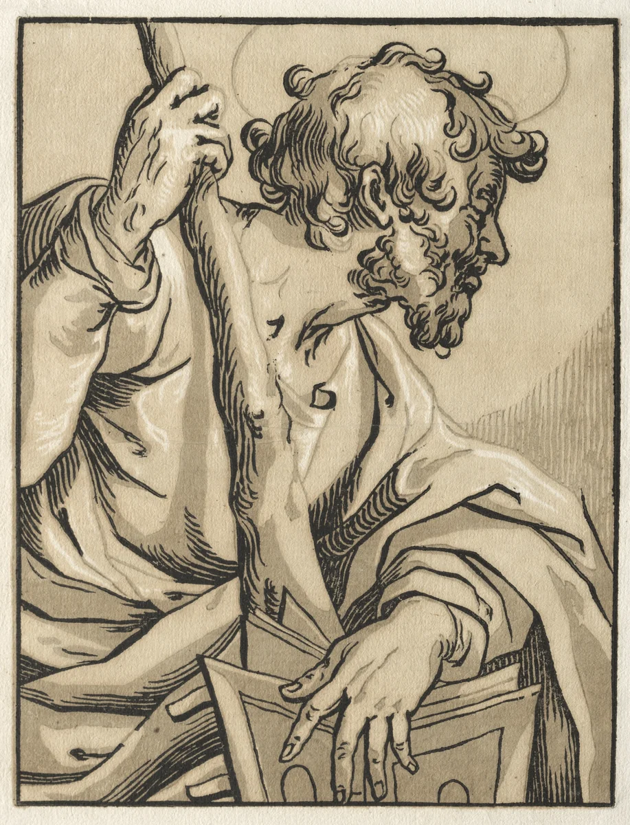 Christ and the Apostles: St. Judas Thaddeus (with the Club) by Ludolph Büsinck, print, 1610-1669
