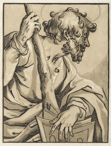 Christ and the Apostles: St. Judas Thaddeus (with the Club) by Ludolph Büsinck, print, 1610-1669