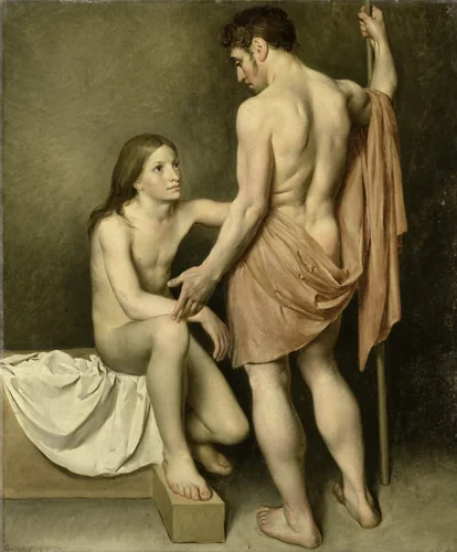 Academic Study of a Man and a Woman by Woutherus Mol, painting, 1808