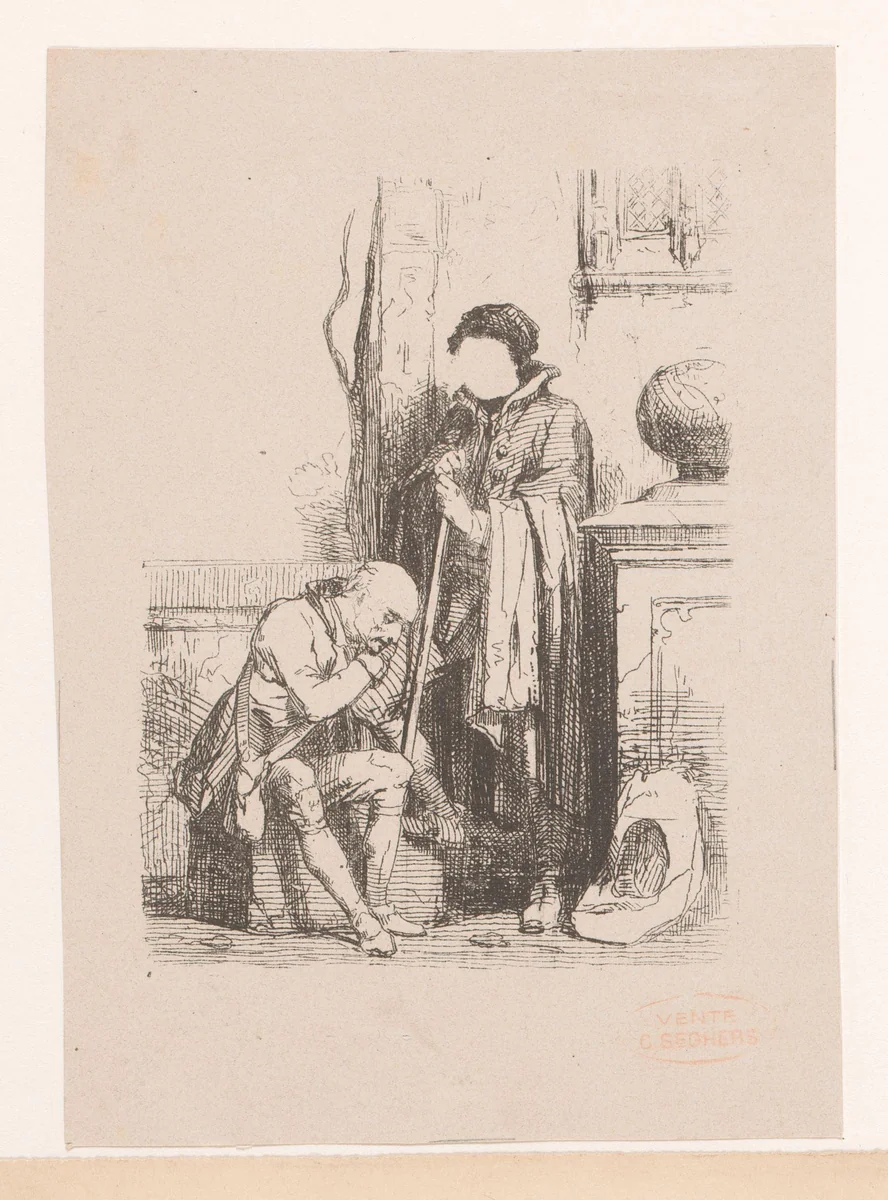 Twee oude mannen by anonymous, print, 1824-1869