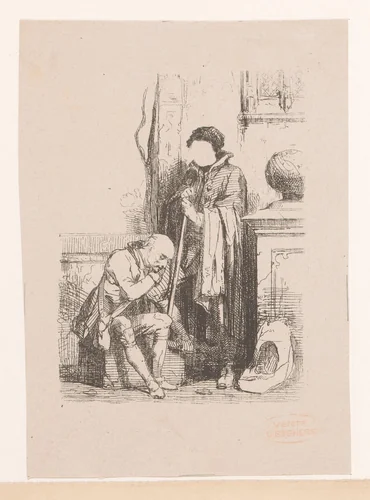 Twee oude mannen by anonymous, print, 1824-1869