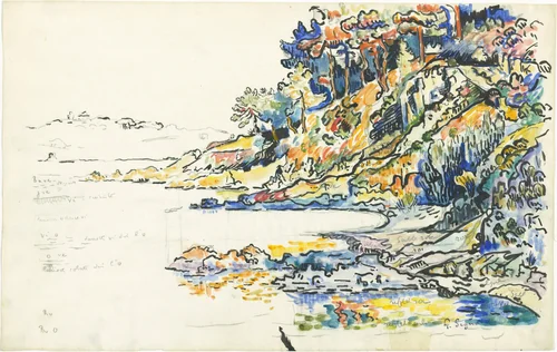 The Calanque at Saint Tropez by Paul Signac, drawing, 1906