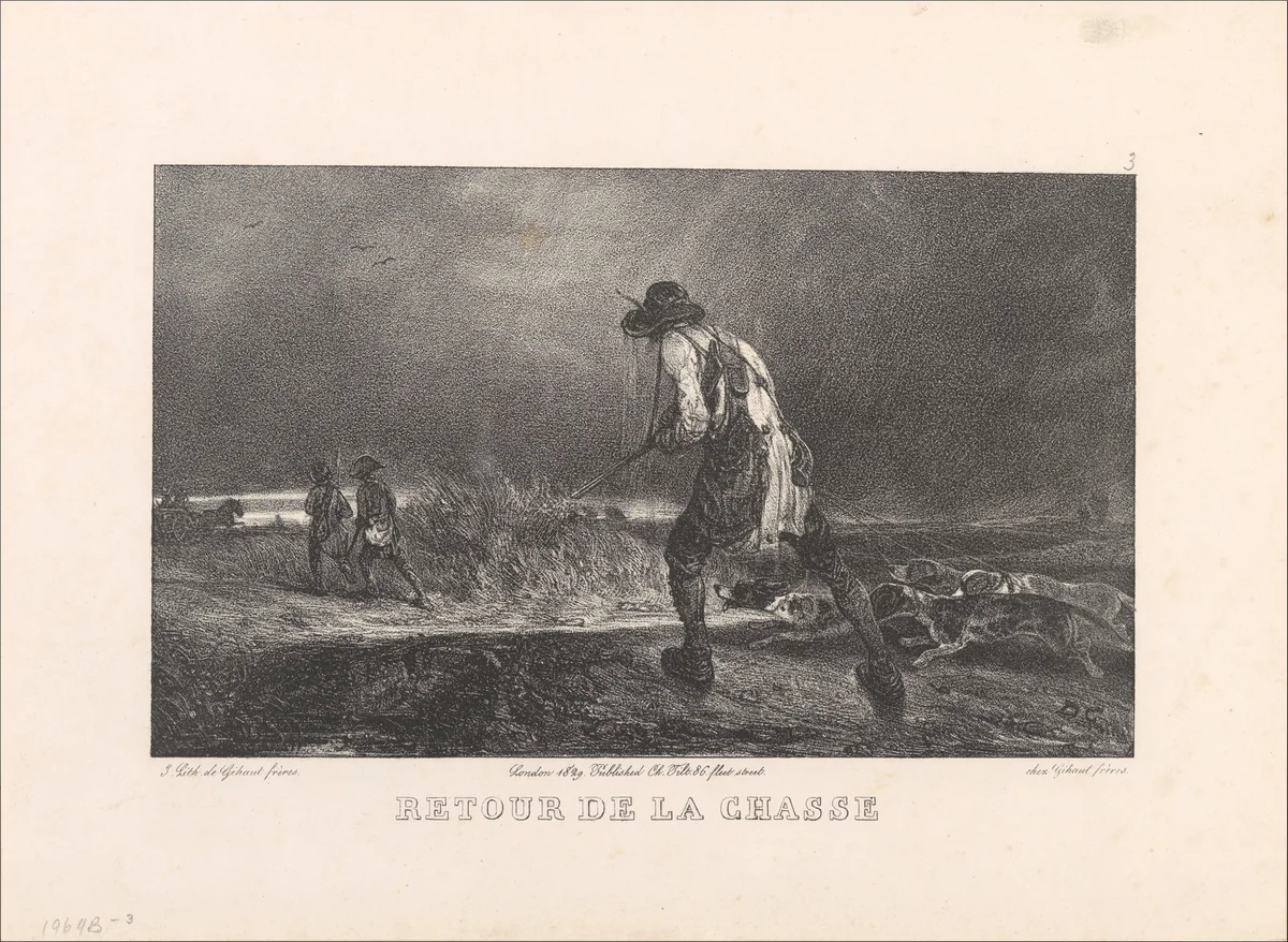 Return from the Hunt, from "Hunting Scenes" by Alexandre-Gabriel Decamps, print, 1829