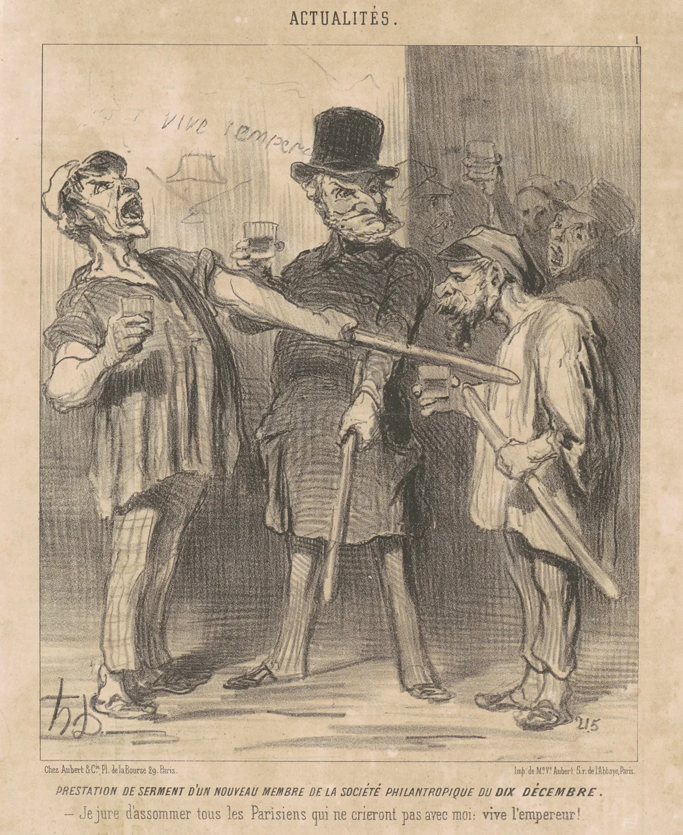 Prestation ... d'un ... membre ... du dix Décembre ... by Honoré Daumier, print, 1850