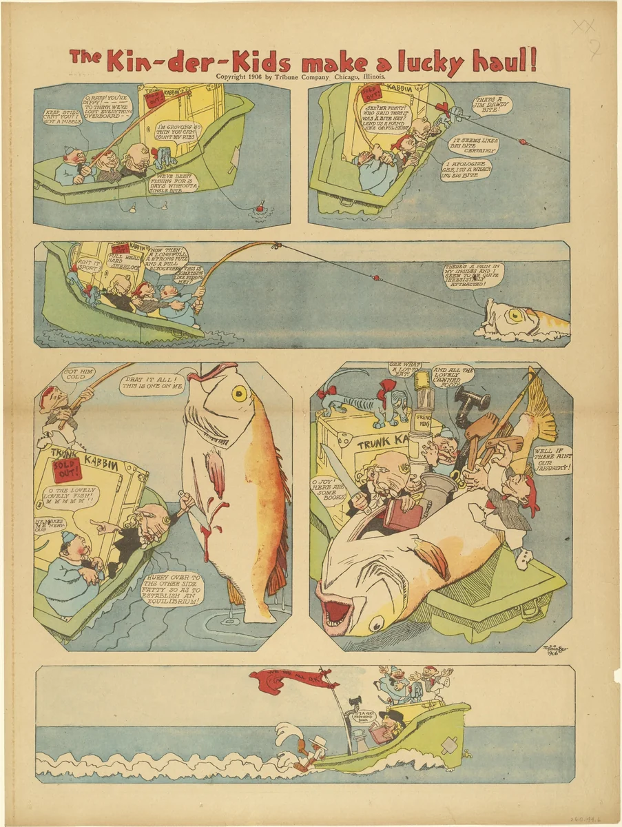 The Kin-der-Kids Make a Lucky Haul! from The Chicago Sunday Tribune by Lyonel Feininger, print, 1906