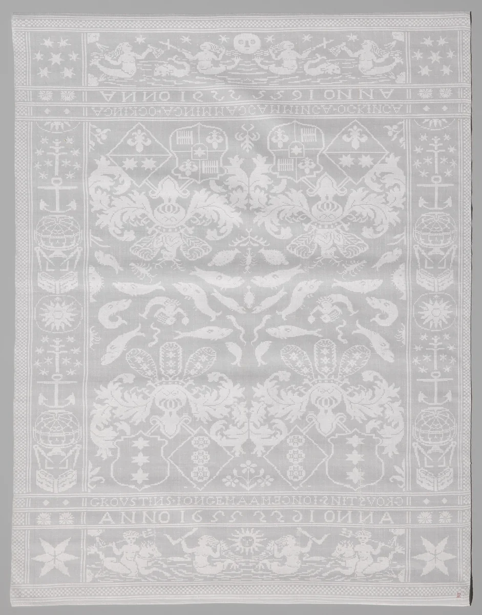 Wapens Camminga-Ockinga en Grovestins-Jongema en vissenpatroon. by anonymous, other, 1655