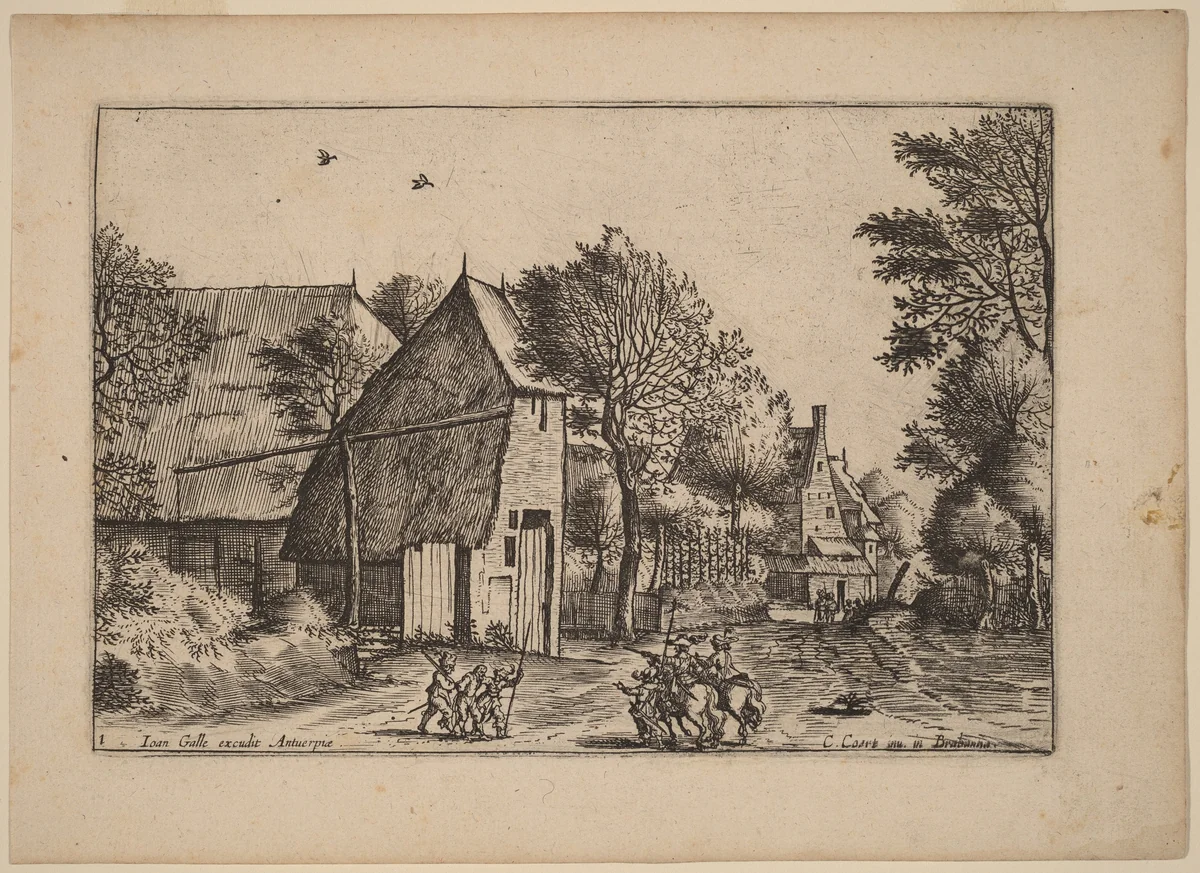 Village Road with Draw Well by Johannes van Doetechum; Lucas van Doetechum; Master of the Small Landscapes, print, 1676