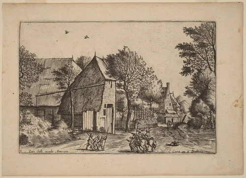 Village Road with Draw Well by Johannes van Doetechum; Lucas van Doetechum; Master of the Small Landscapes, print, 1676