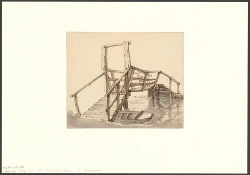 Gezicht op de brug over het Kerkpad by Gerrit Lamberts, drawing, 1786-1850
