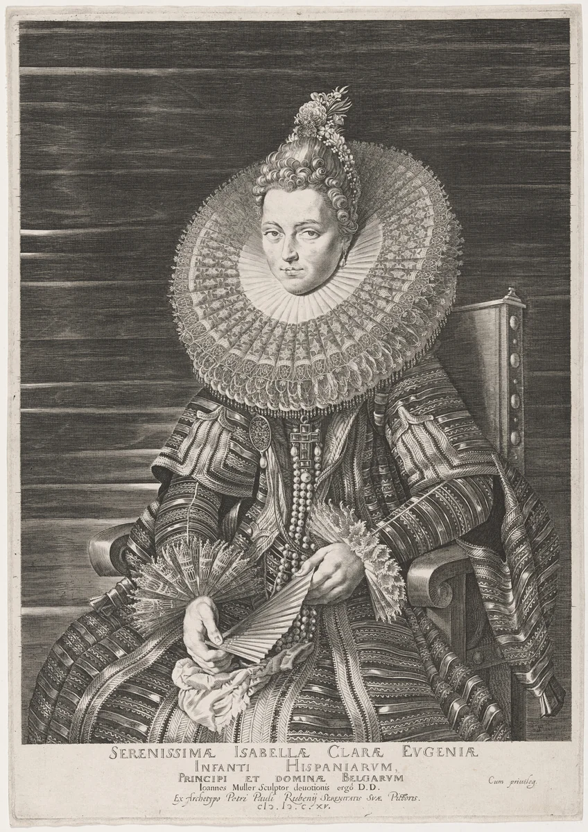 Isabella Clara Eugenia, Infanta of Spain by Jan Muller; Sir Peter Paul Rubens, print, 1615