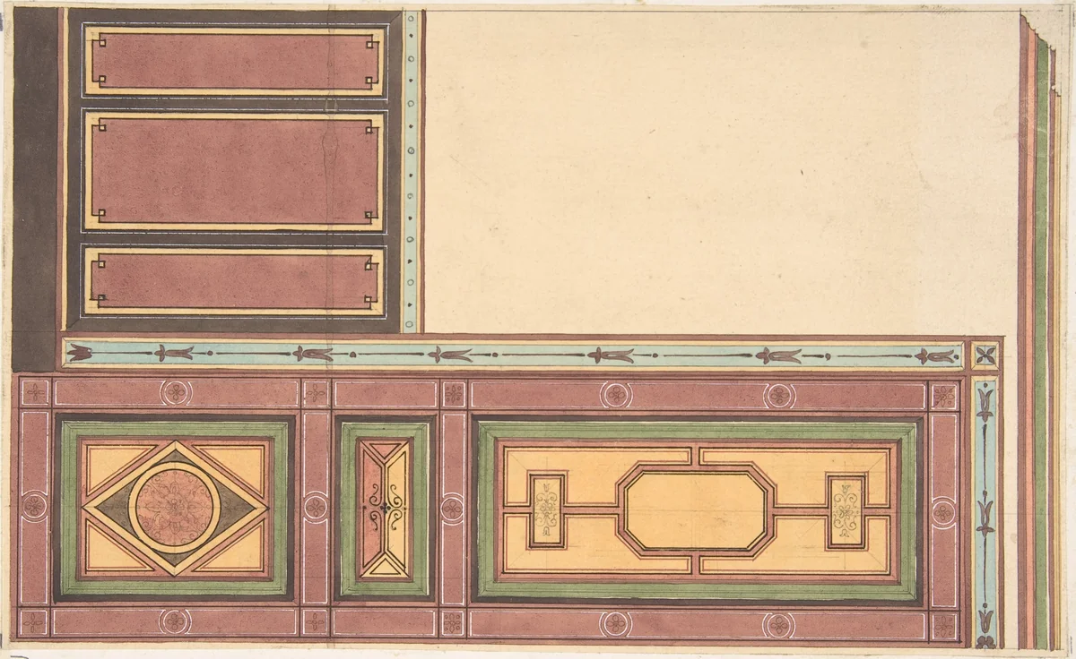 Pompeiian Design for Paneling by Jules-Edmond-Charles Lachaise, drawing, 1850-1900