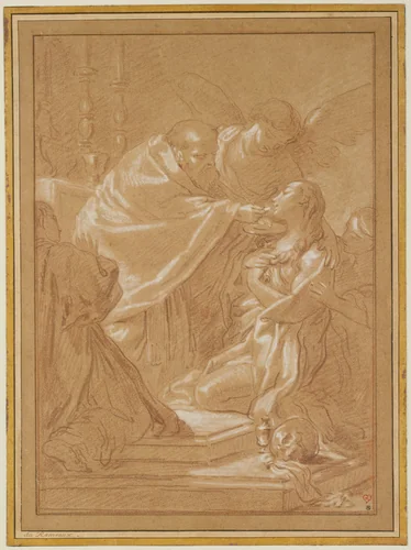 The Last Communion of St. Mary Magdalen, after Benedetto Luti by Louis Jean Jacques Durameau, drawing, 1756-1769