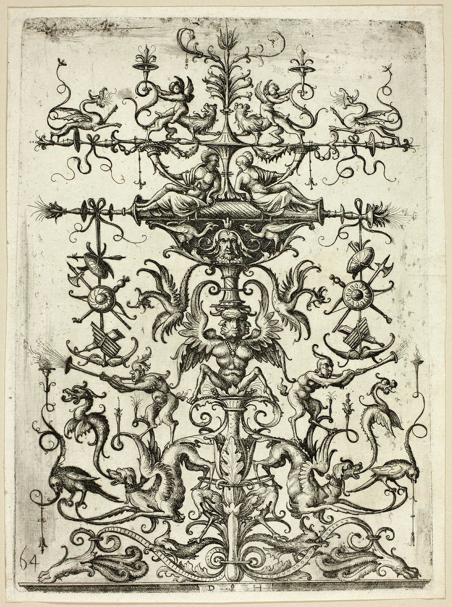 Ornament with Arabesques by Daniel Hopfer, print, 1526-1530