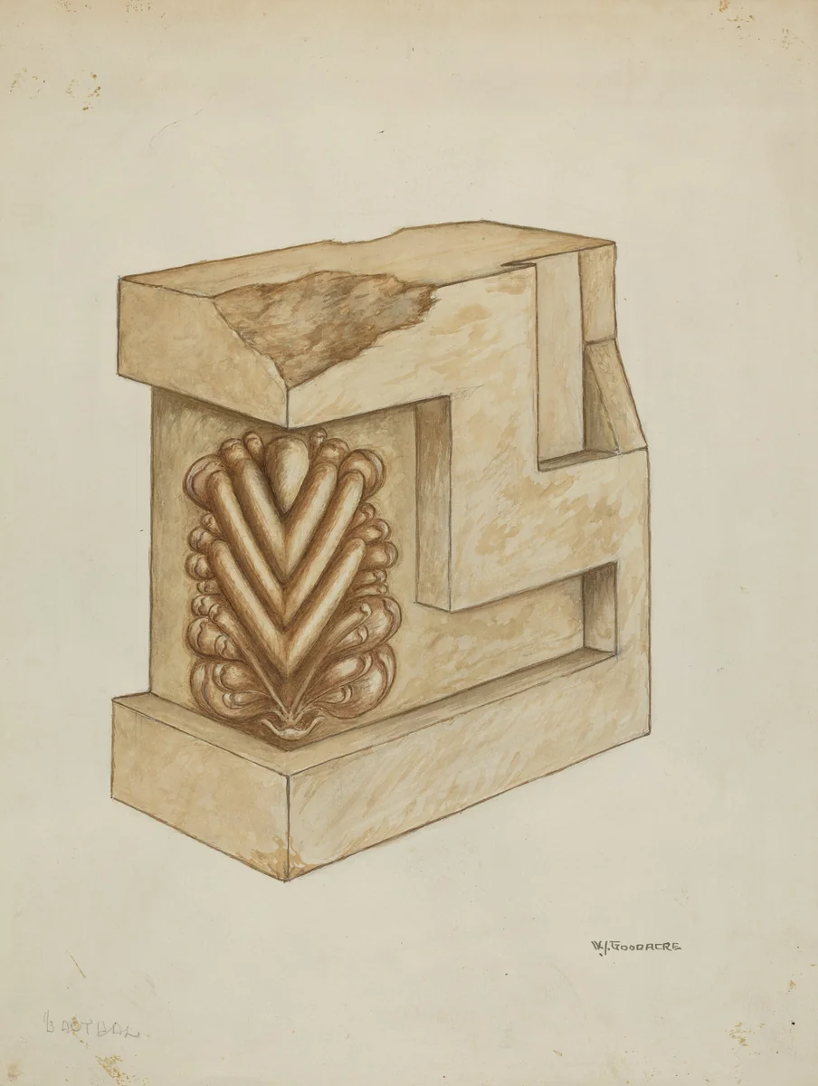 Fragment from Original Architrave of Mission Church Facade by W.J. Goodacre, index of american design, 1937
