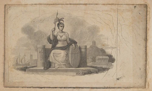 Banknote vignette with Allegory of America by Asher Brown Durand, print, 1819-1837