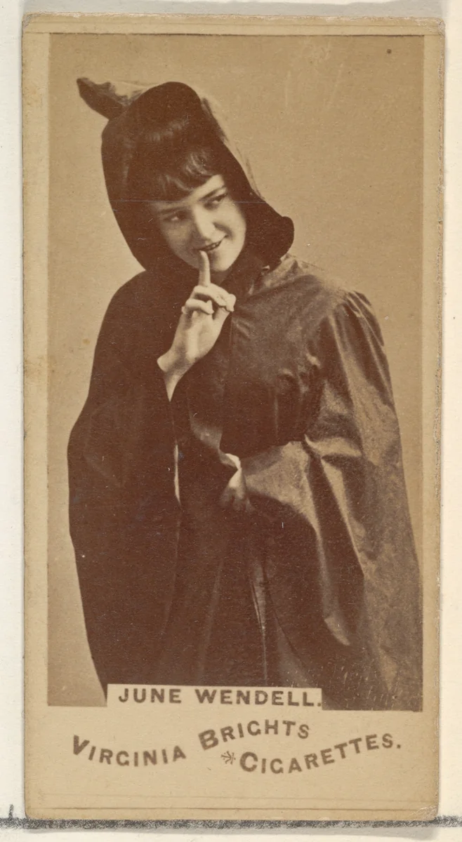 June Wendell, from the Actors and Actresses series (N45, Type 1) for Virginia Brights Cigarettes by Allen & Ginter, photograph, 1885-1891
