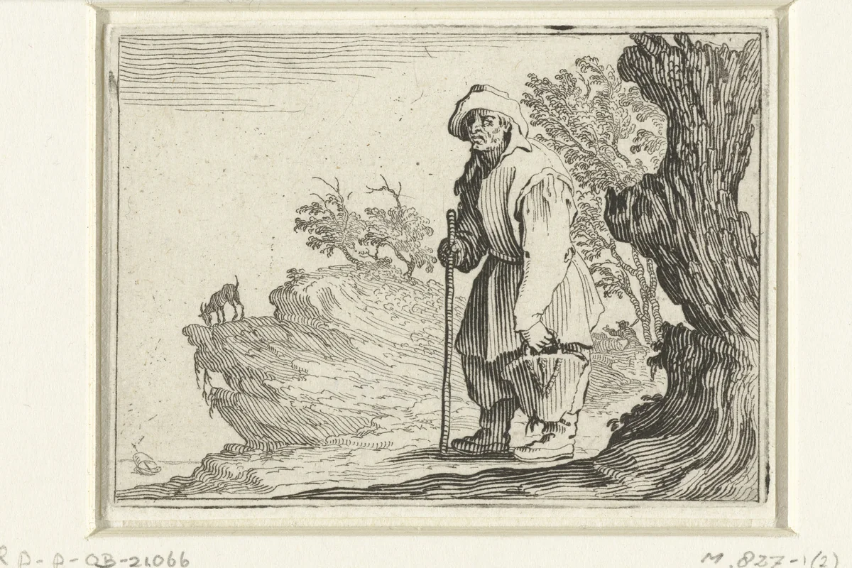 Man met tas by Jacques Callot, print, 1621