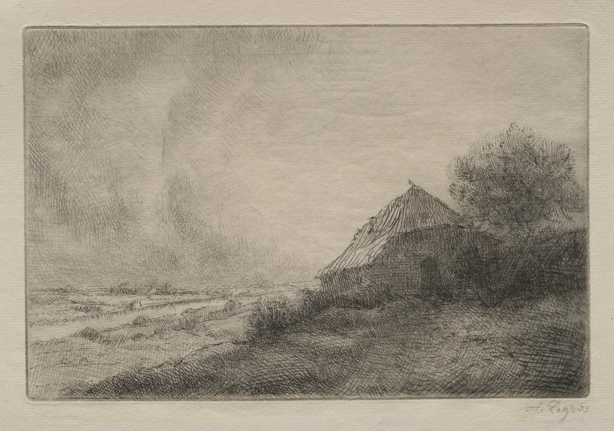 Hovel on the Hill by Alphonse Legros, print, 1857-1911