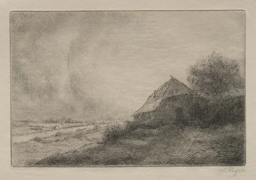 Hovel on the Hill by Alphonse Legros, print, 1857-1911